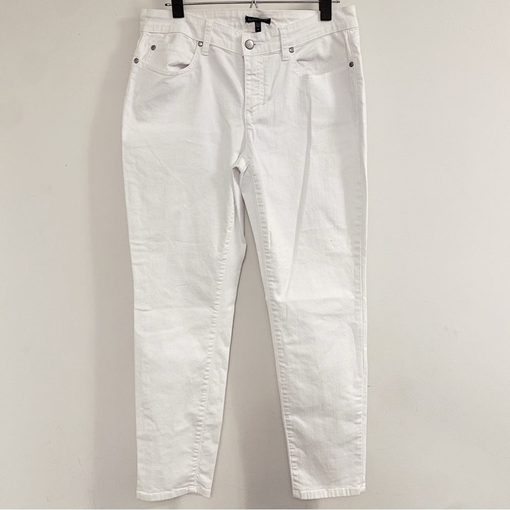 Eileen Fisher White Slim Fit Mid Rise Organic Cotton Skinny Jeans 8